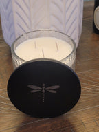 Dragonfly Luxury 3-Wick Scented Soy Candle - Clear Embossed Glass (14 oz)