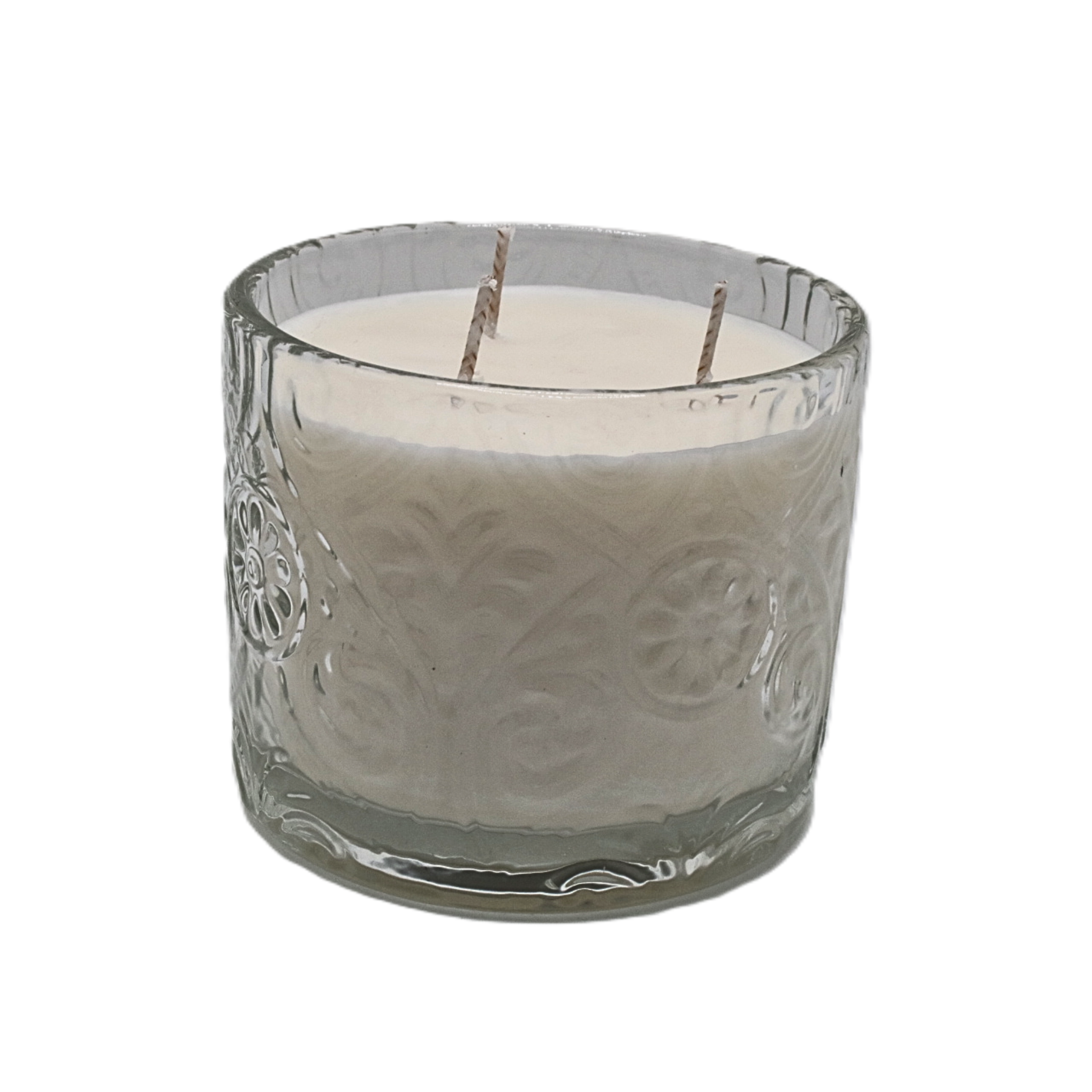 Dragonfly Luxury 3-Wick Scented Soy Candle - Clear Embossed Glass (14 oz)