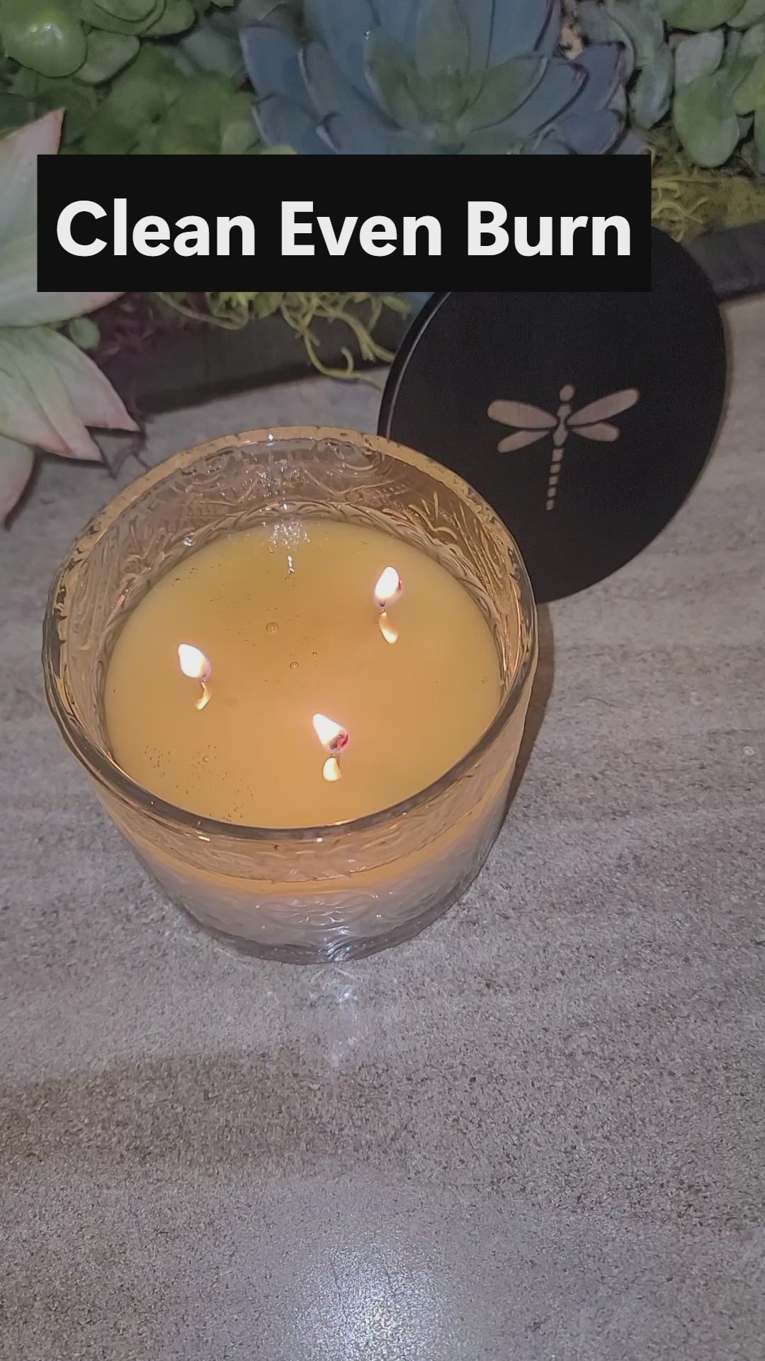 Dragonfly Luxury 3-Wick Scented Soy Candle - Clear Embossed Glass (14 oz)