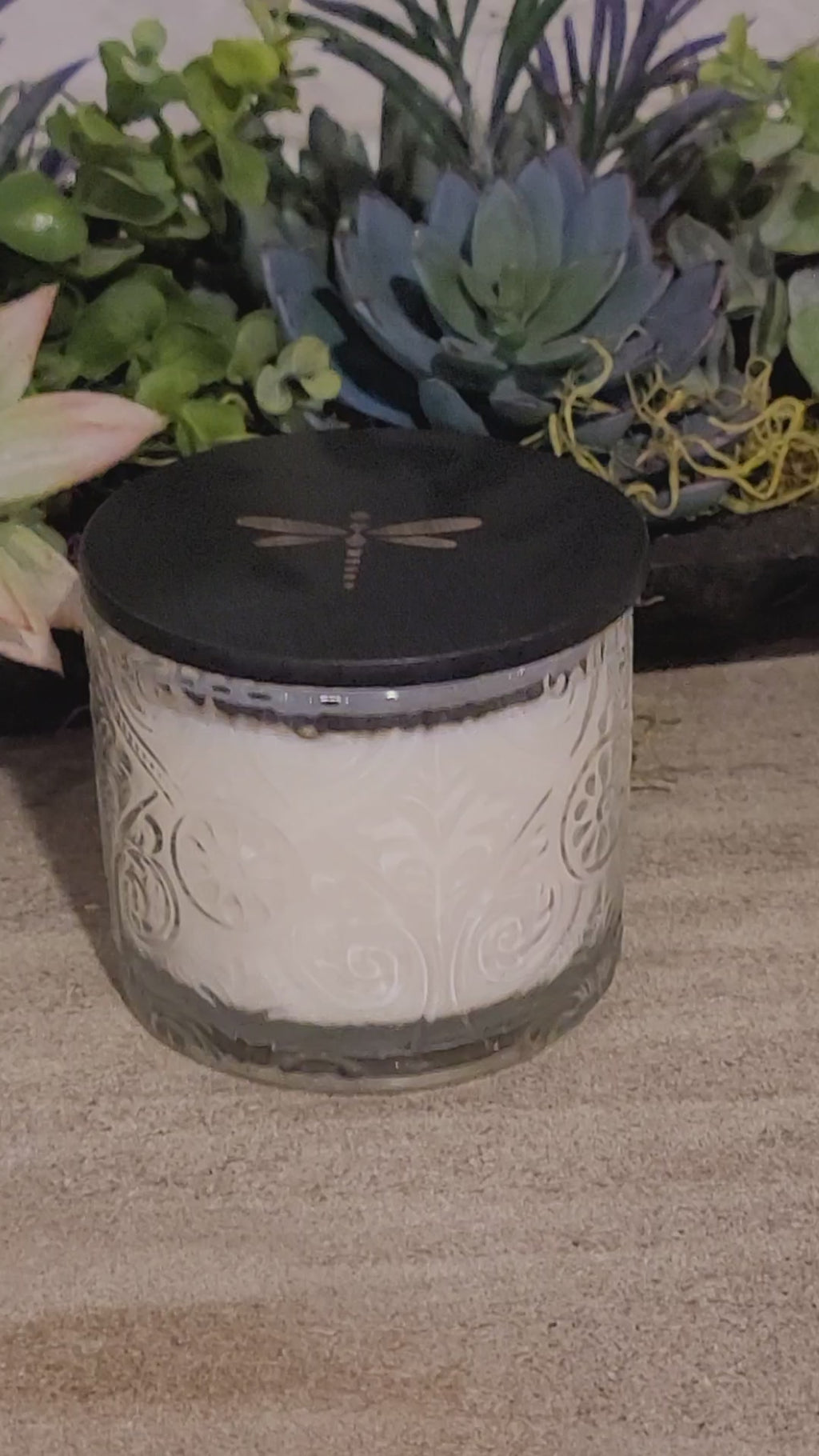 Dragonfly Luxury 3-Wick Scented Soy Candle - Clear Embossed Glass (14 oz)